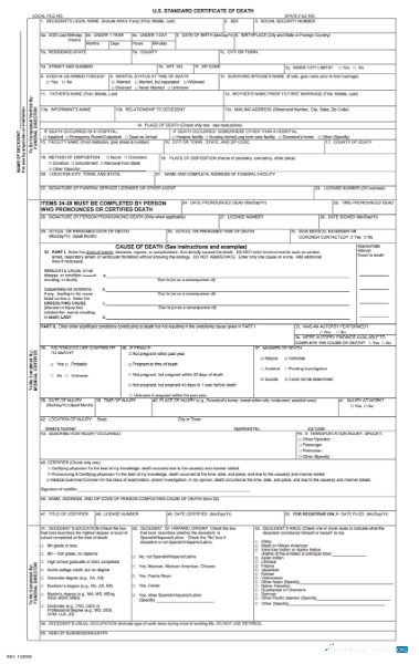 Download USA General Register death cetificate Photoshop template